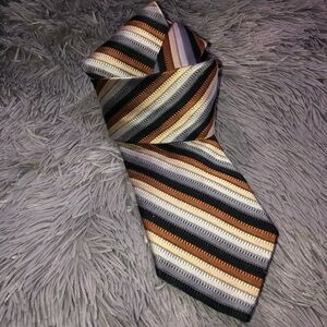 Classic Black Brown Gray Stripe Tie